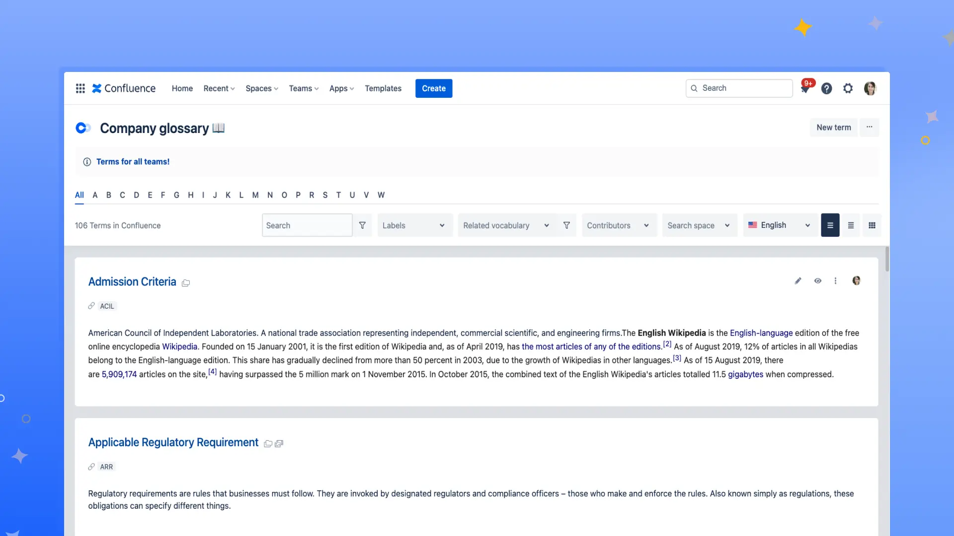 Smart Terms - Atlassian Confluence
